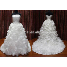 Ruffle Skrit Organza Nice Embroider On Bodice New Stock Dress Wedding Gown2012